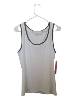Adrienne Vittadini White Tank Top with Gray Trim